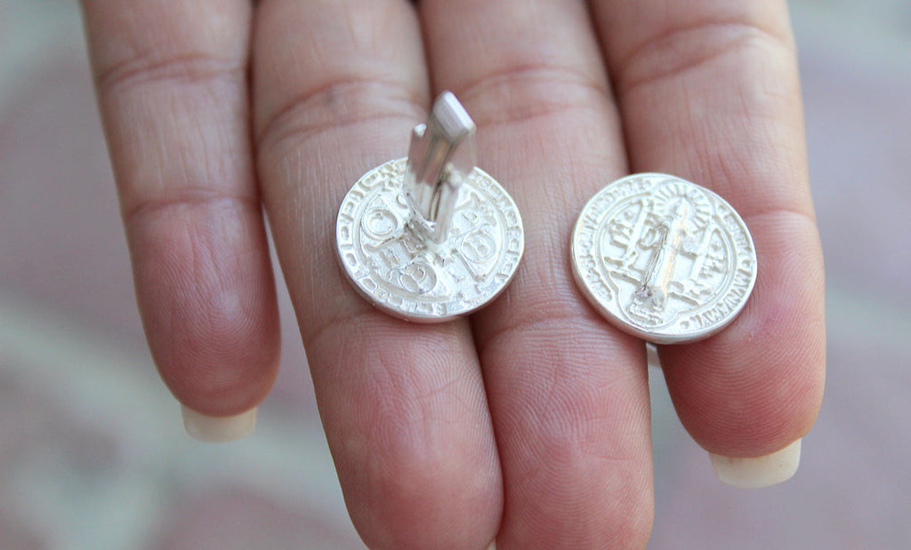 St. Benedict Cufflinks in Silver