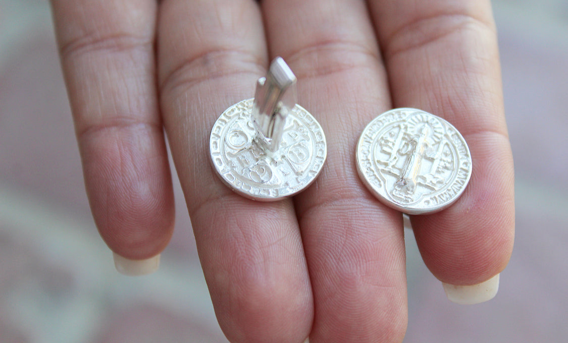 St. Benedict Cufflinks in Silver