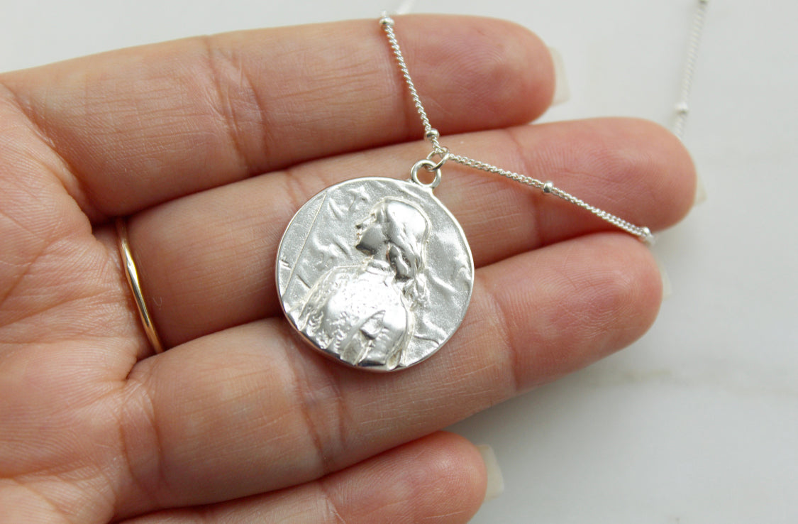St. Joan Of Arc Necklace in 925 Sterling Silver
