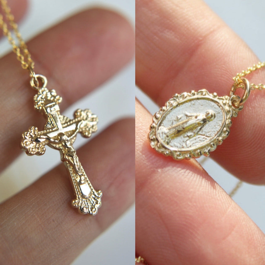 14k Gold Intricate Miraculous Medal