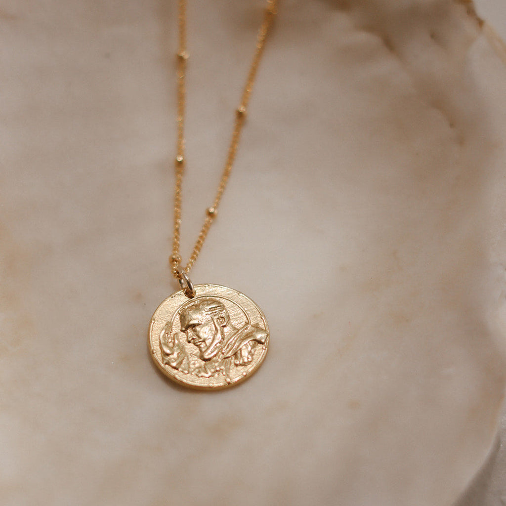 Padre Pio Necklace in Gold Vermeil