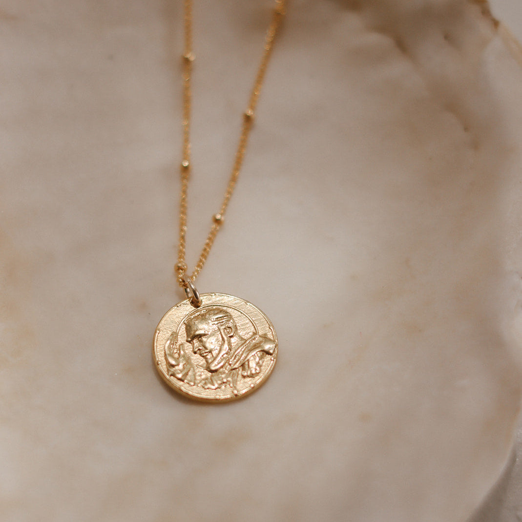 Padre Pio Necklace in Gold Vermeil
