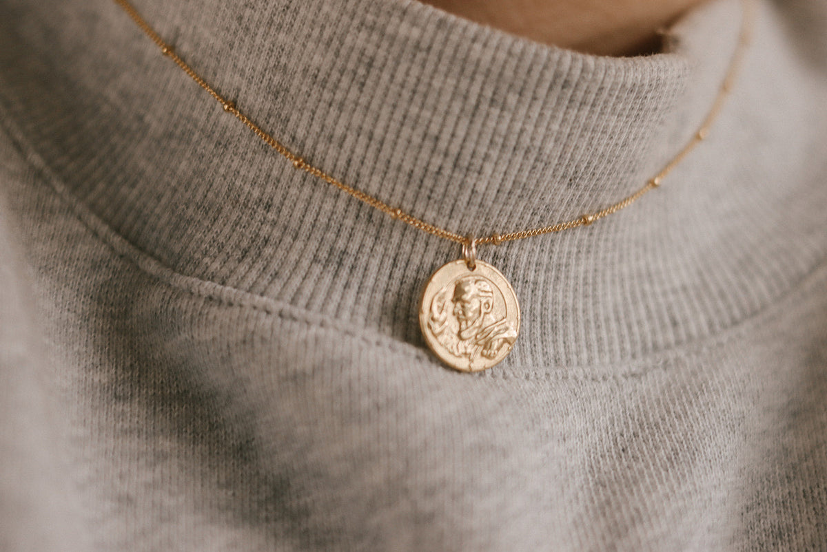 Padre Pio Necklace in Gold Vermeil