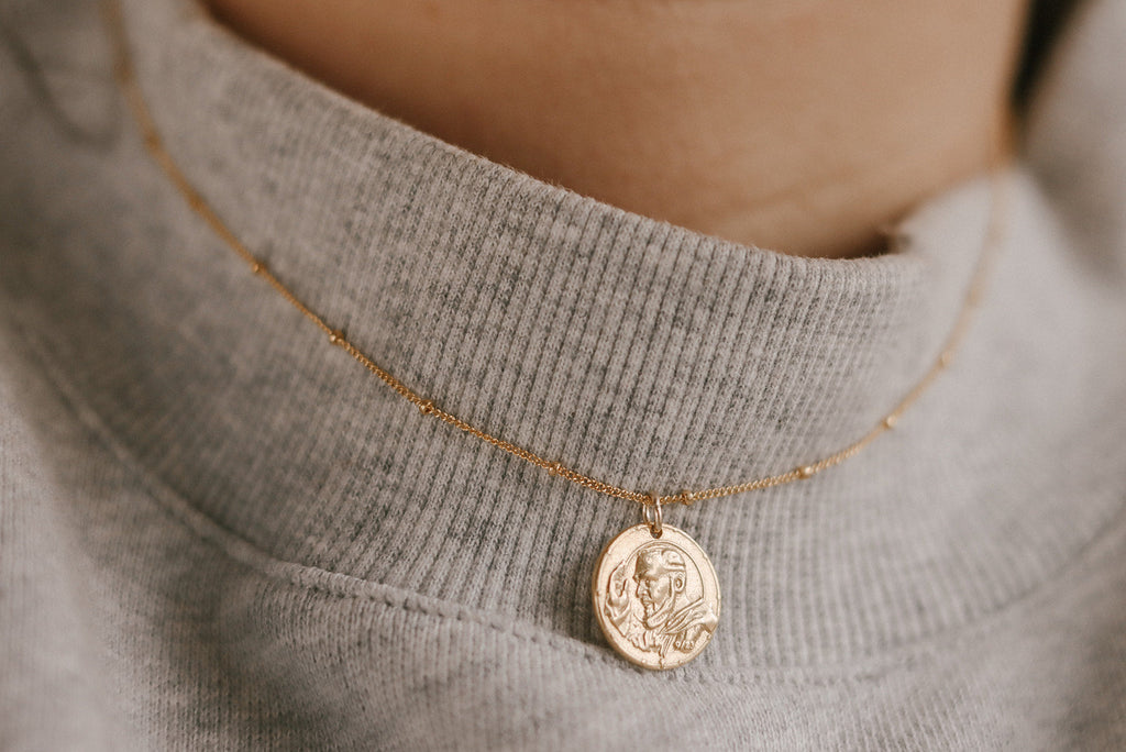 Padre Pio Necklace in Gold Vermeil