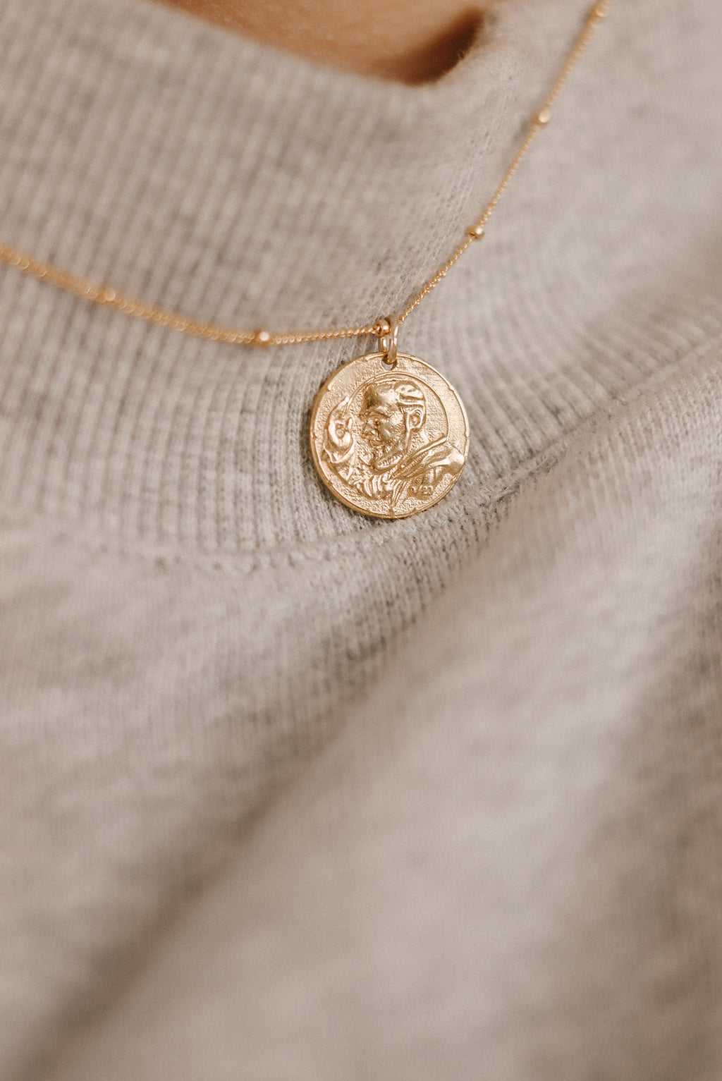 Padre Pio Necklace in Gold Vermeil