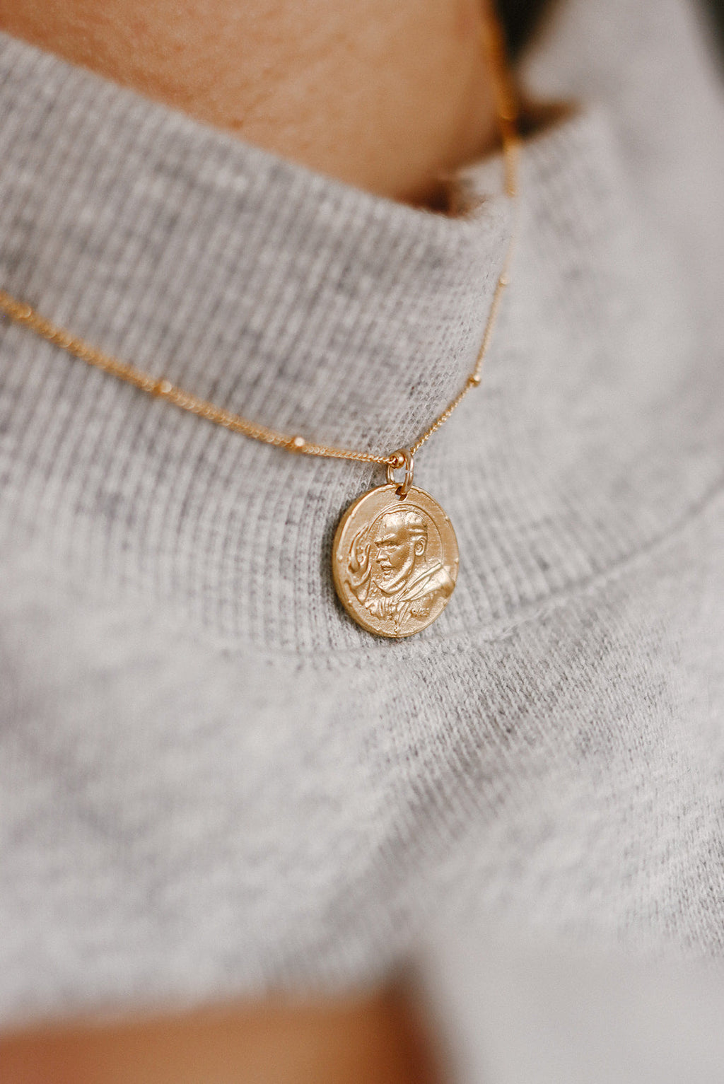 Padre Pio Necklace in Gold Vermeil