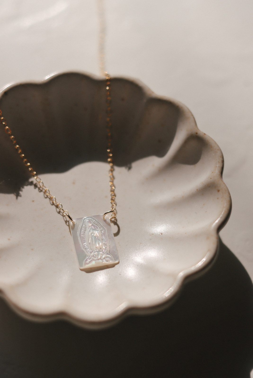 Mother of Pearl Guadalupe Necklace