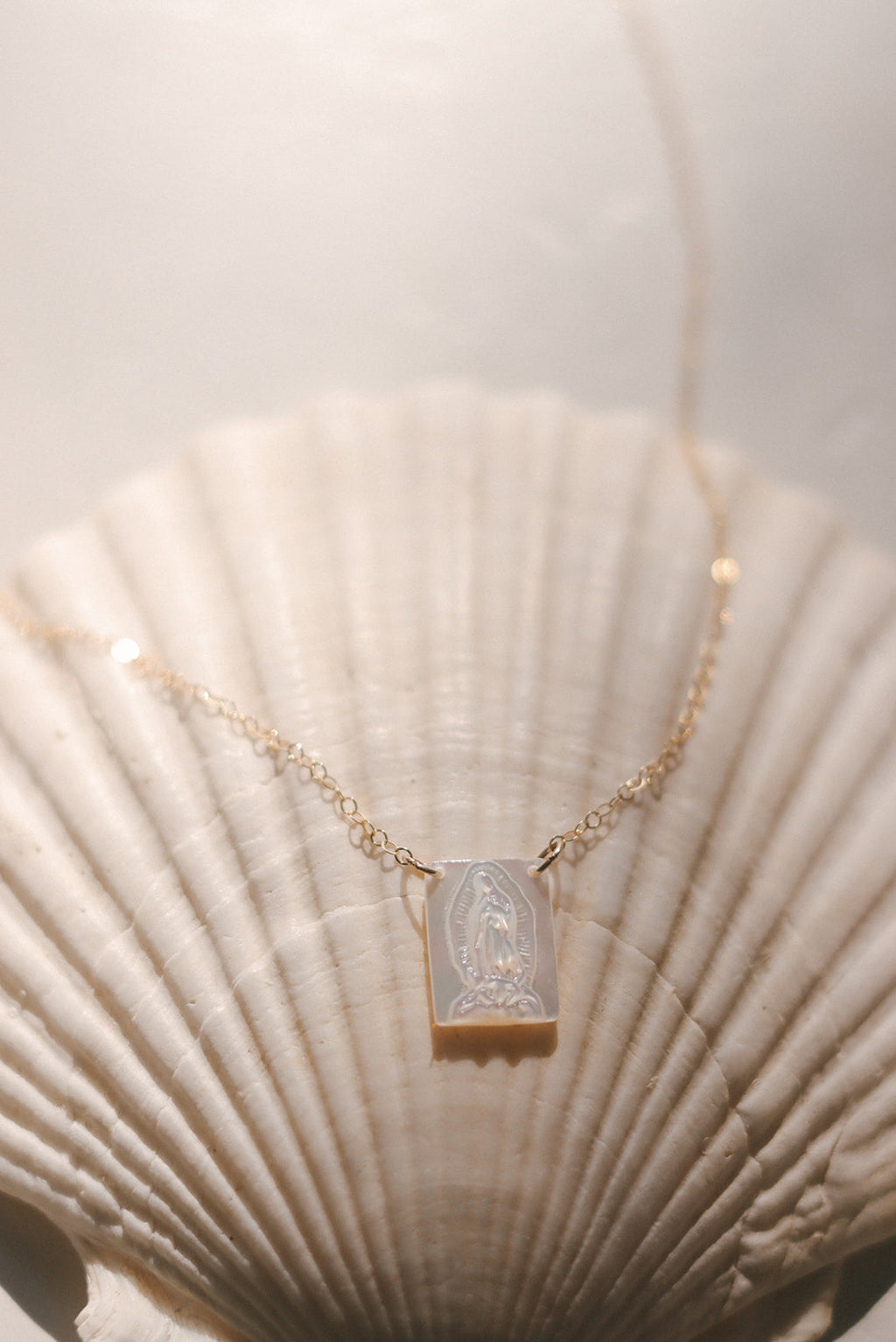 Mother of Pearl Guadalupe Necklace