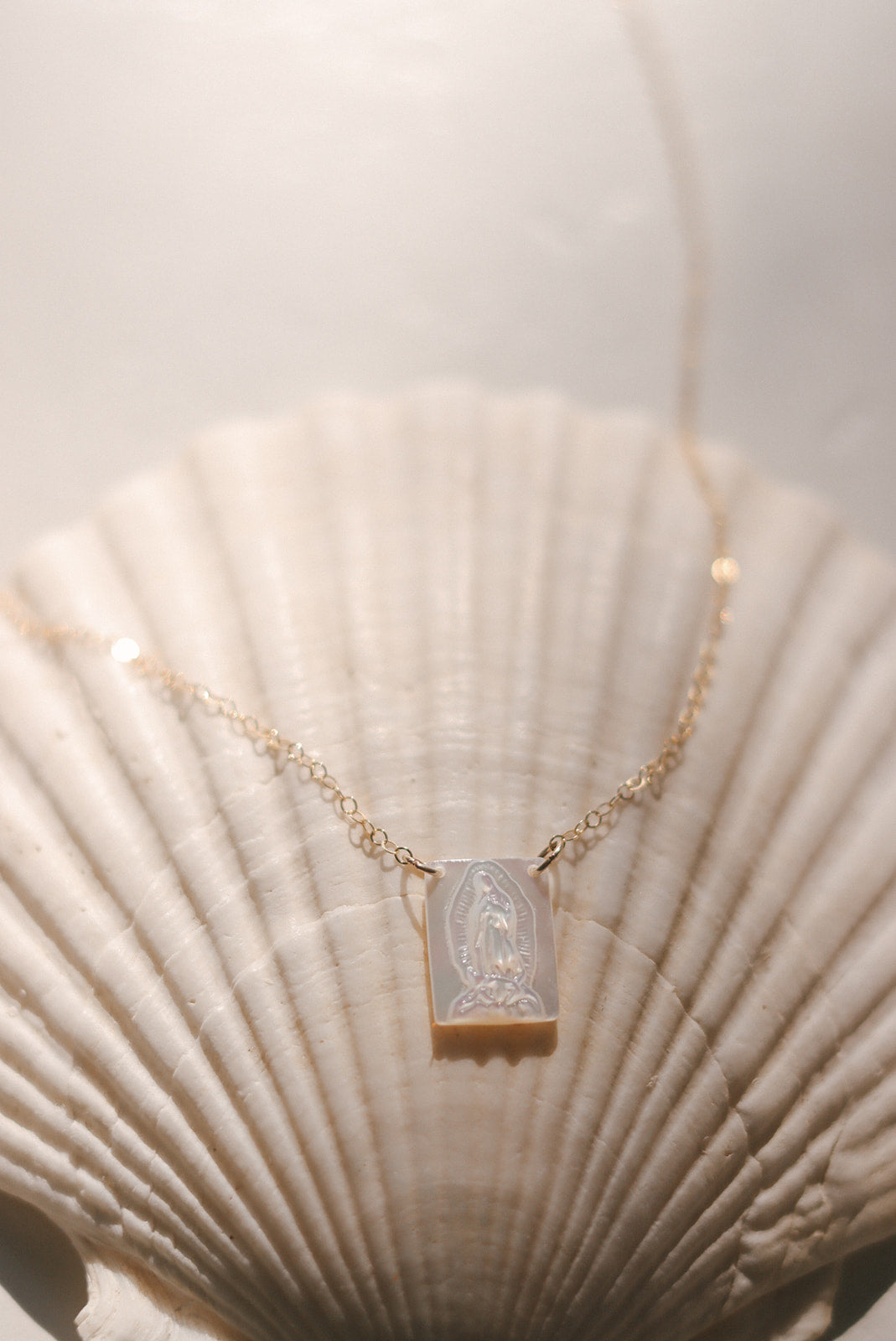 Mother of Pearl Guadalupe Necklace