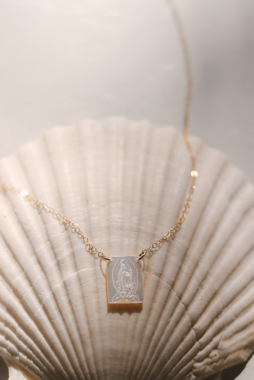 Mother of Pearl Guadalupe Necklace