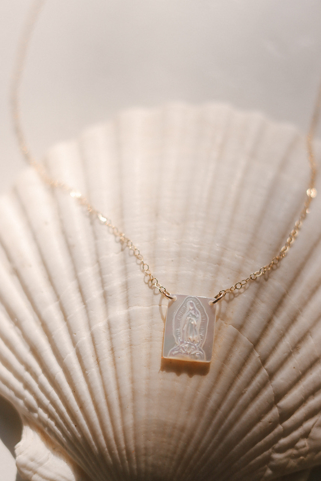 Mother of Pearl Guadalupe Necklace