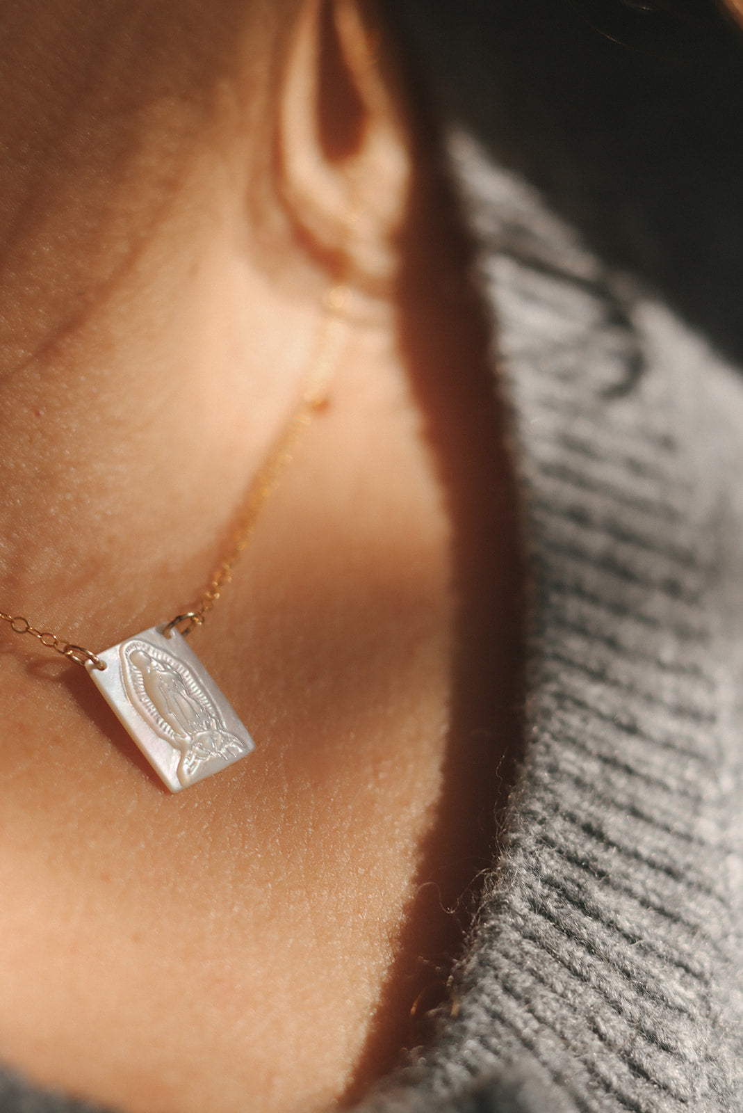 Mother of Pearl Guadalupe Necklace