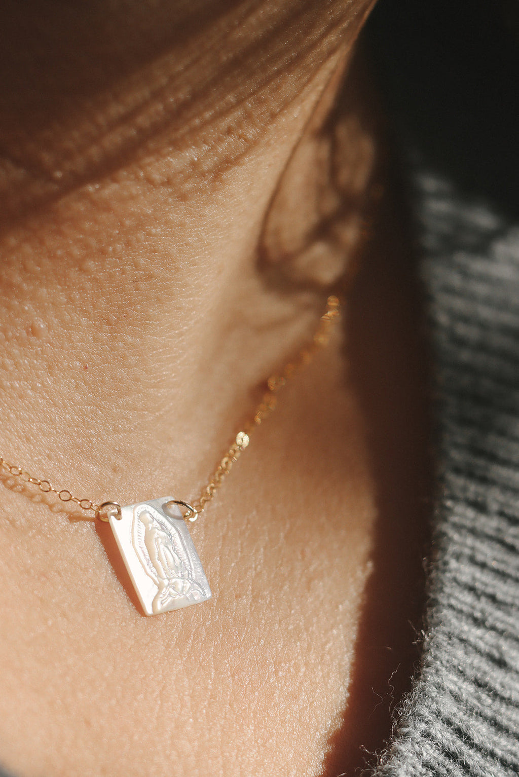 Mother of Pearl Guadalupe Necklace