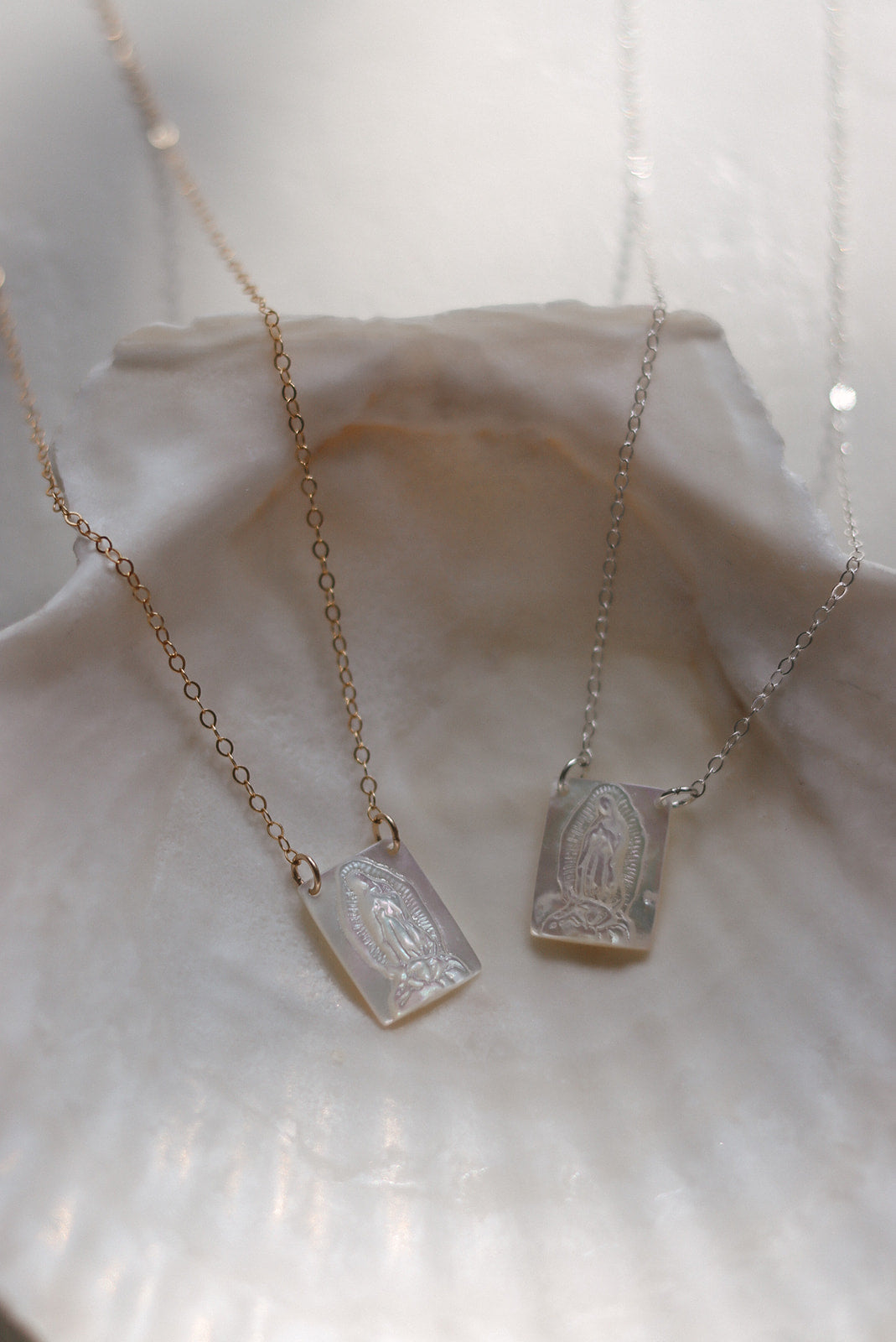 Mother of Pearl Guadalupe Necklace