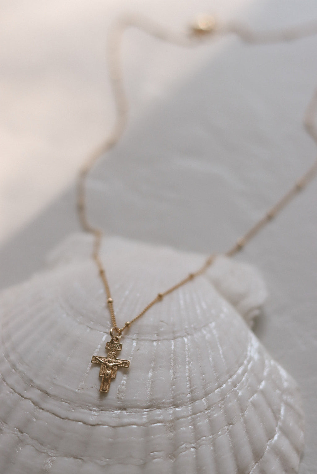 San Damiano Crucifix Necklace in Gold Vermeil