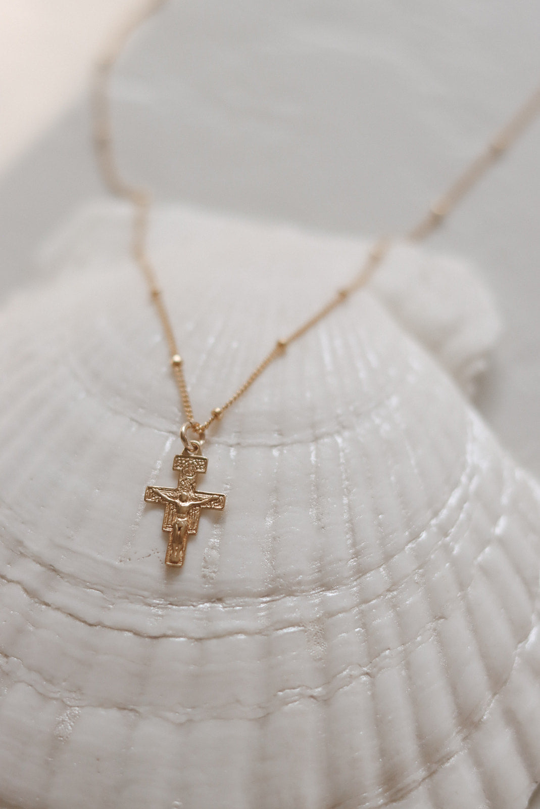 San Damiano Crucifix Necklace in Gold Vermeil