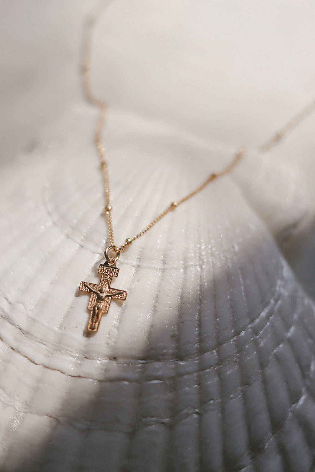 San Damiano Crucifix Necklace in Gold Vermeil