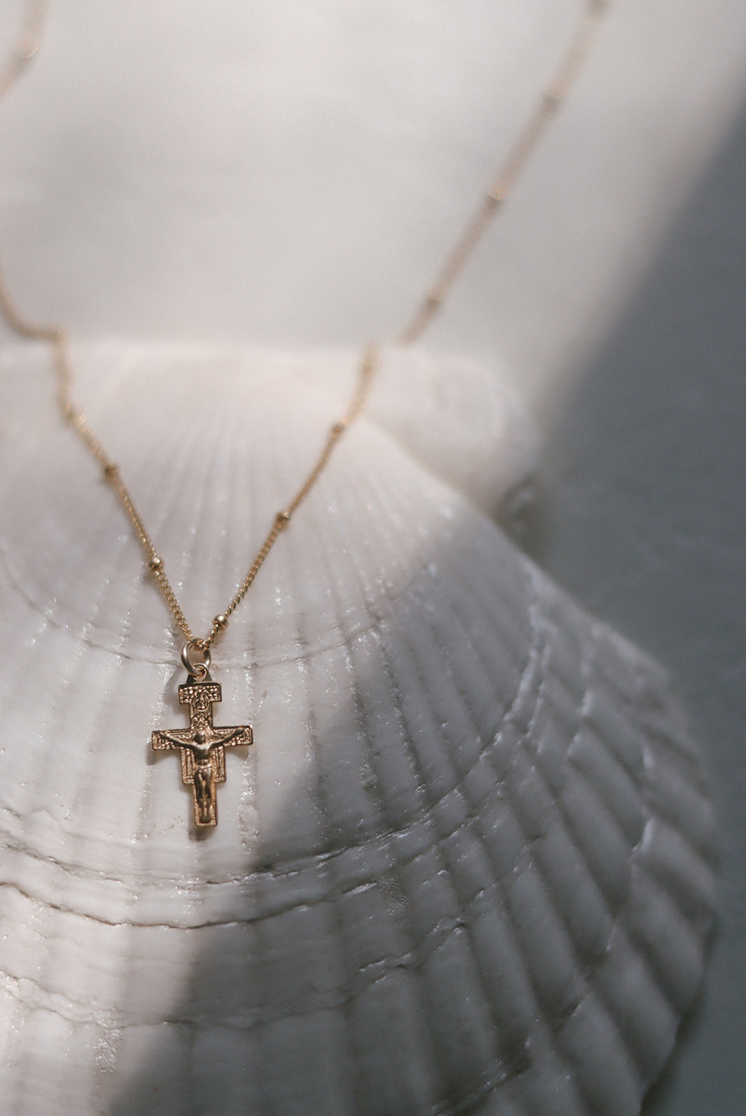 San Damiano Crucifix Necklace in Gold Vermeil