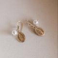 Miraculous Medal Earrings with Freshwater Pearl