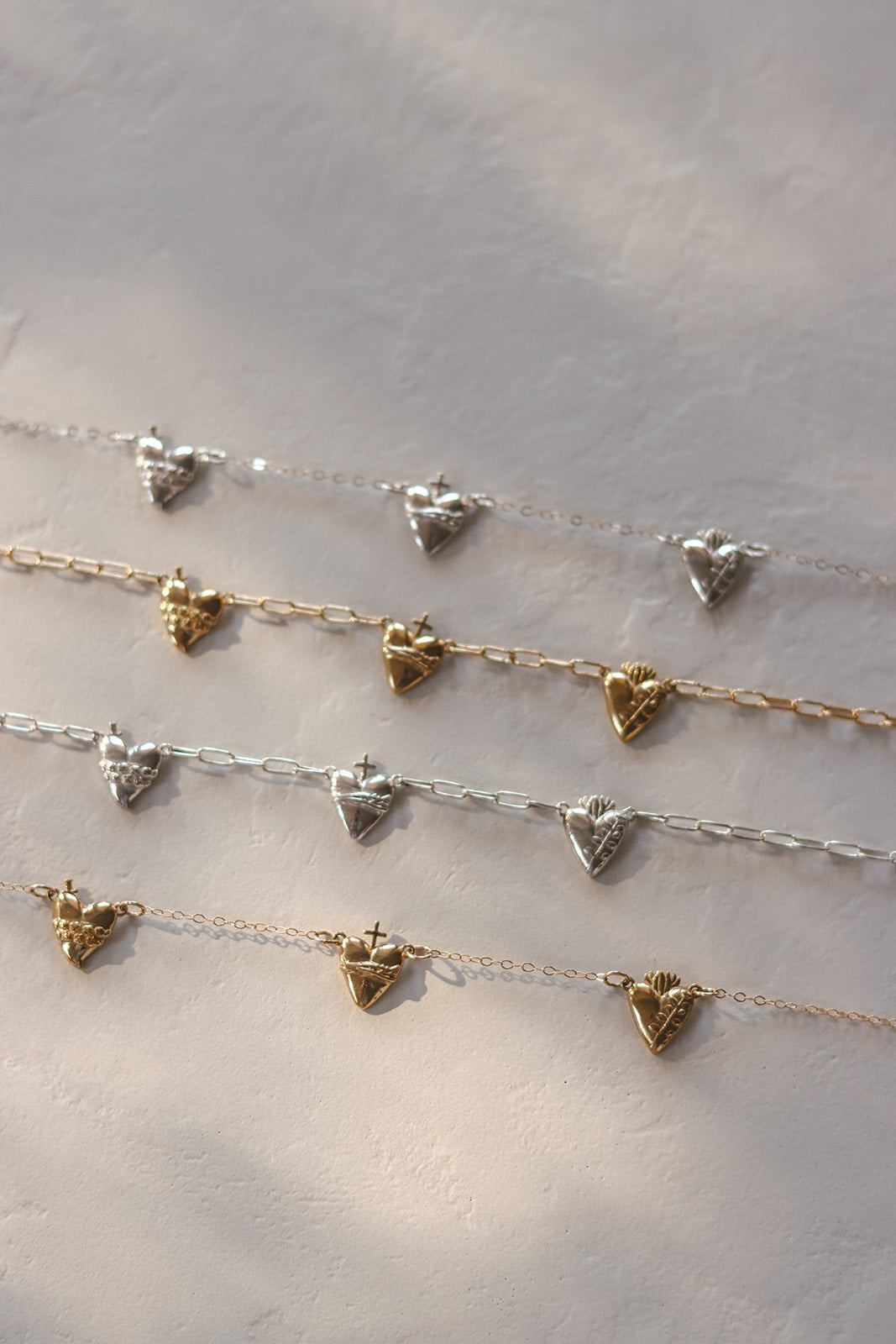 Three Hearts Silver Necklace Paperclip