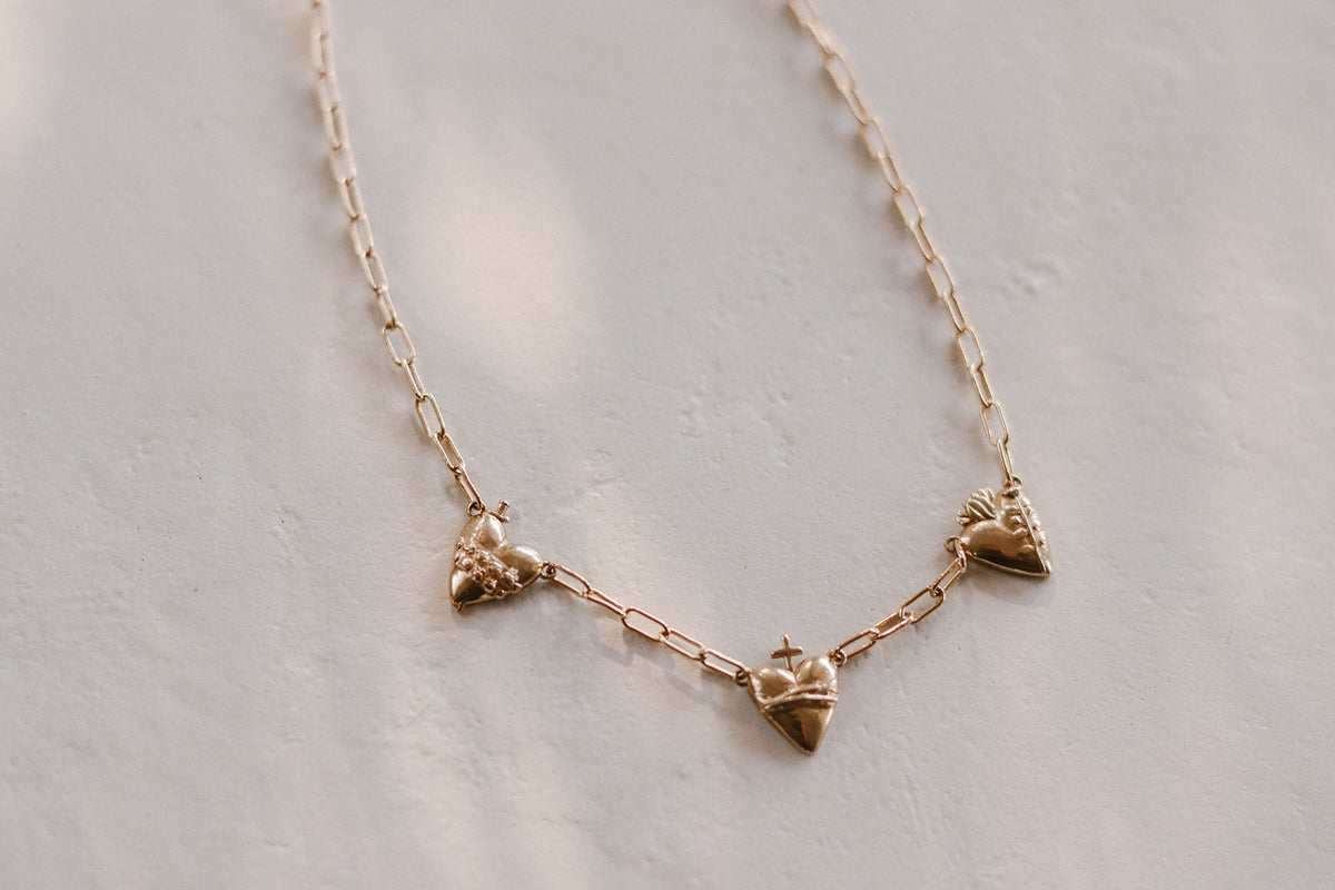 Three Hearts Necklace Paper Clip