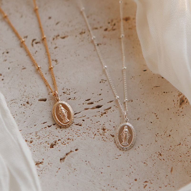 Dainty Miraculous Medal Necklace in Silver