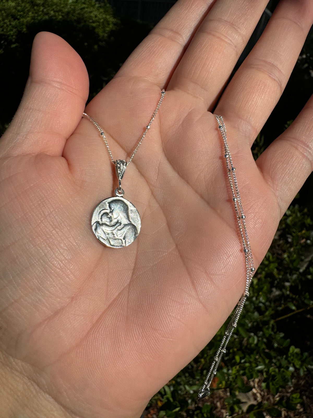 Jesus and Mary Necklace in Sterling Silver