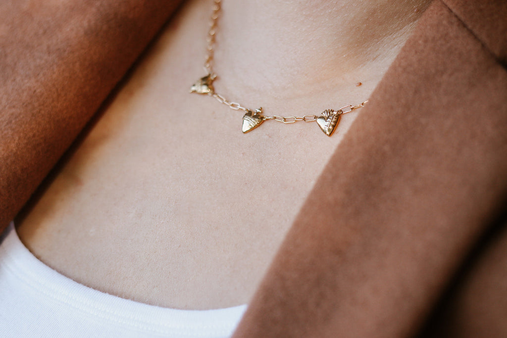 Three Hearts Necklace Paper Clip