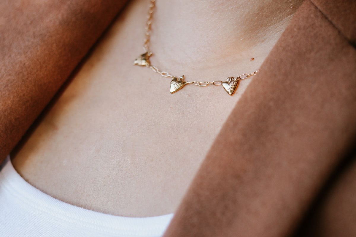 Three Hearts Necklace Paper Clip