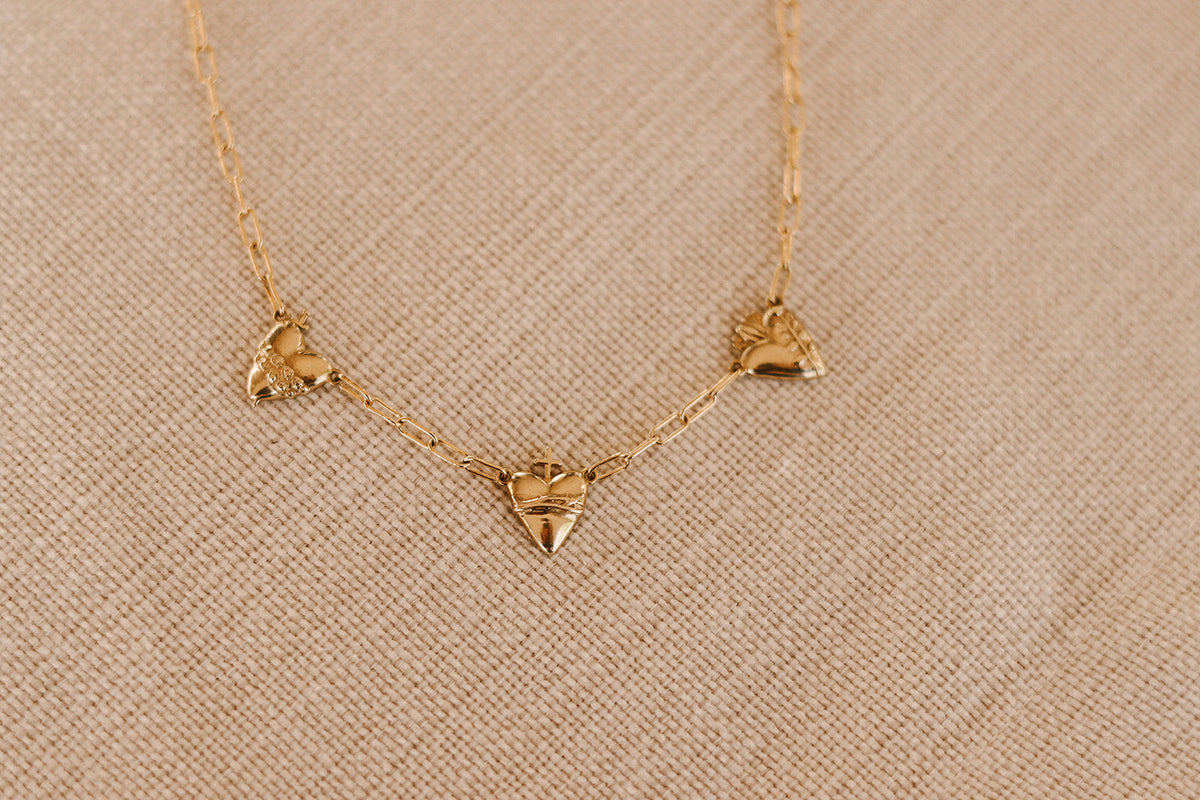 Three Hearts Necklace Paper Clip