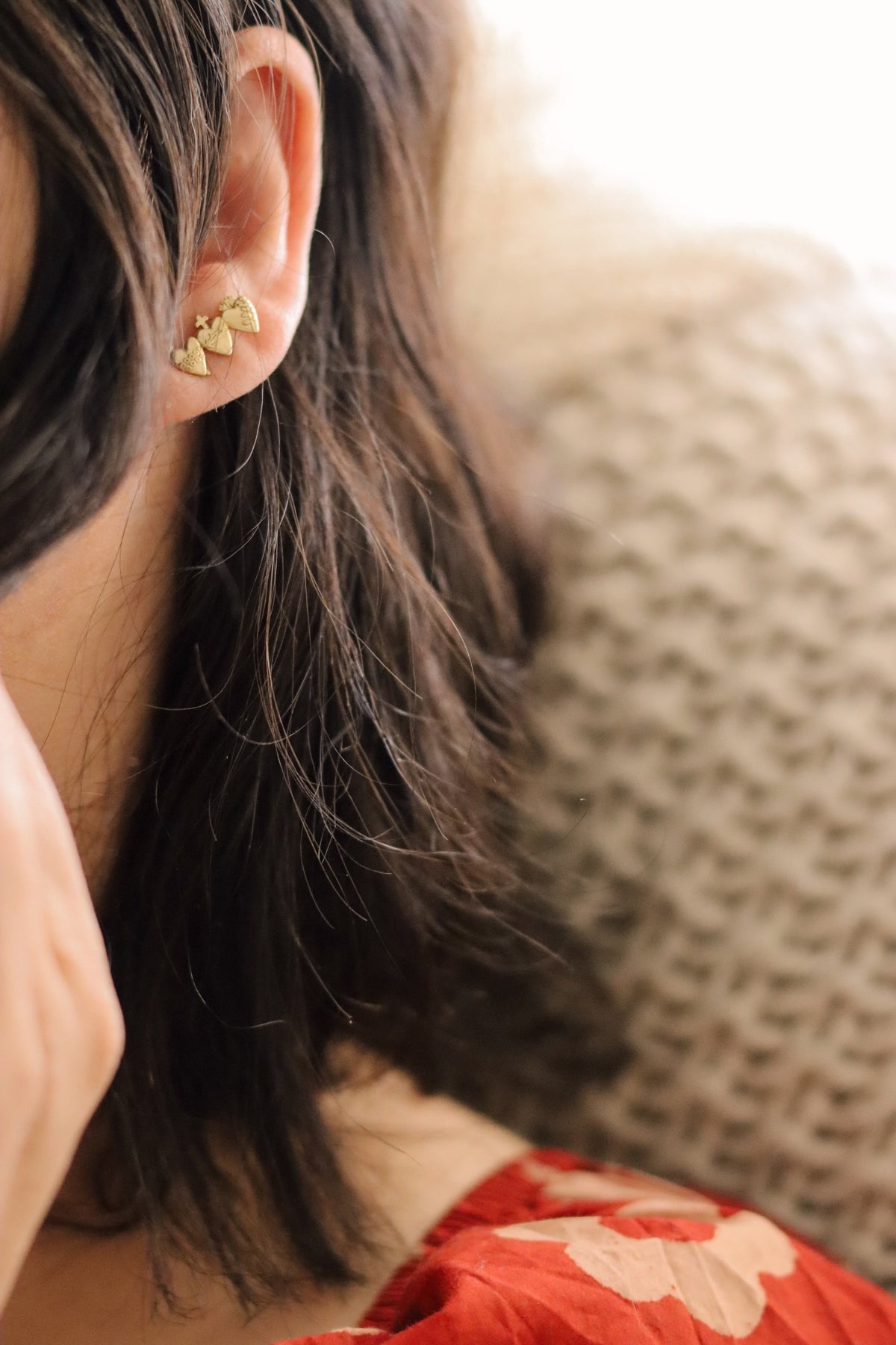 Holy Family Hearts® Earrings in Gold Vermeil