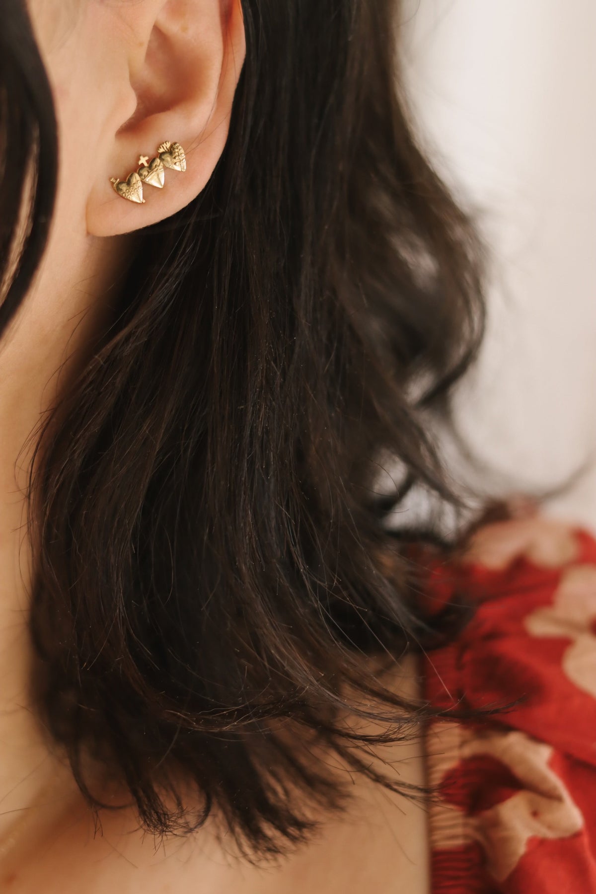 Holy Family Hearts® Earrings in Gold Vermeil