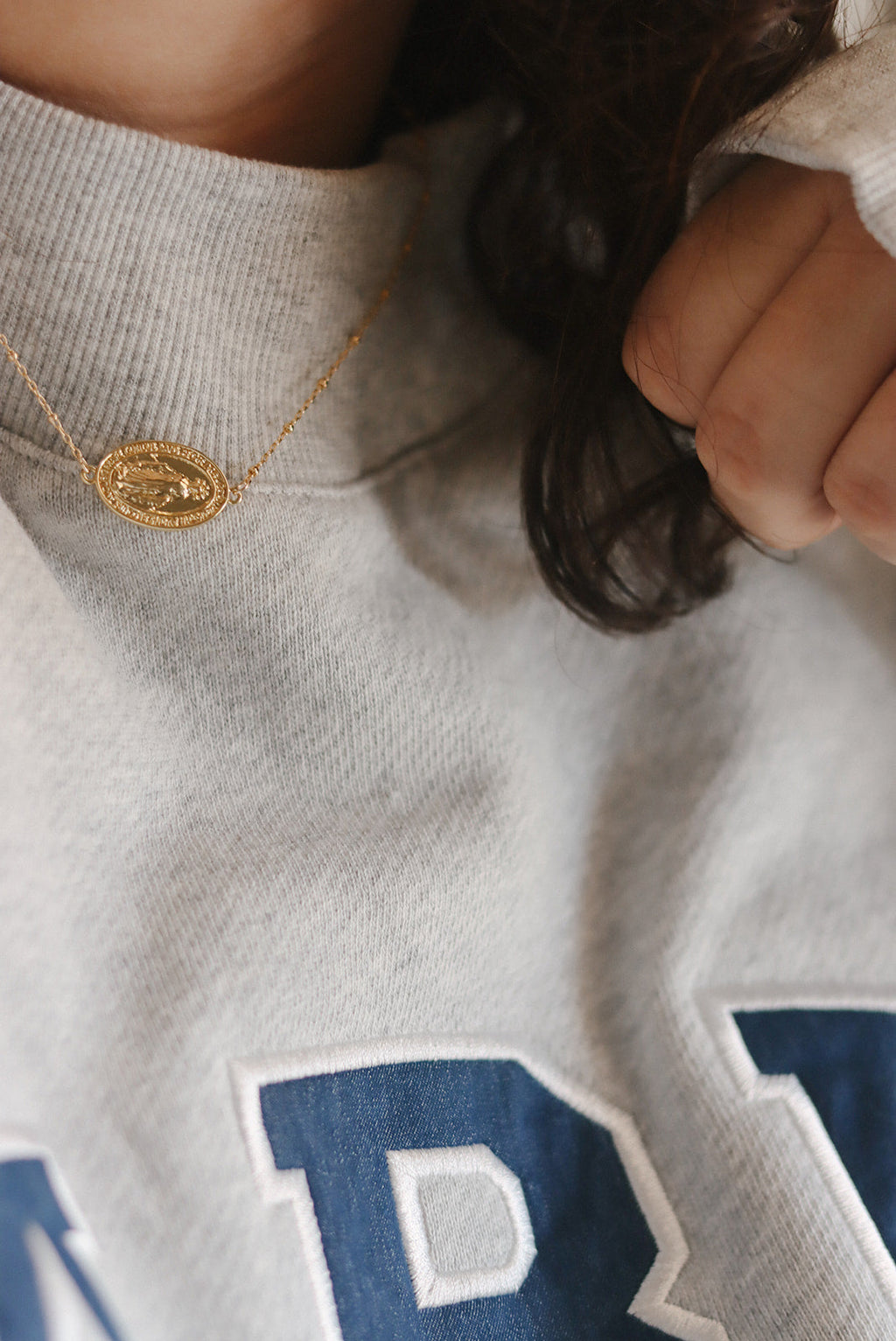 Sideways Miraculous Medal Necklace