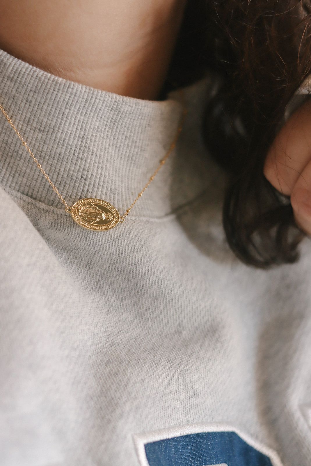 Sideways Miraculous Medal Necklace