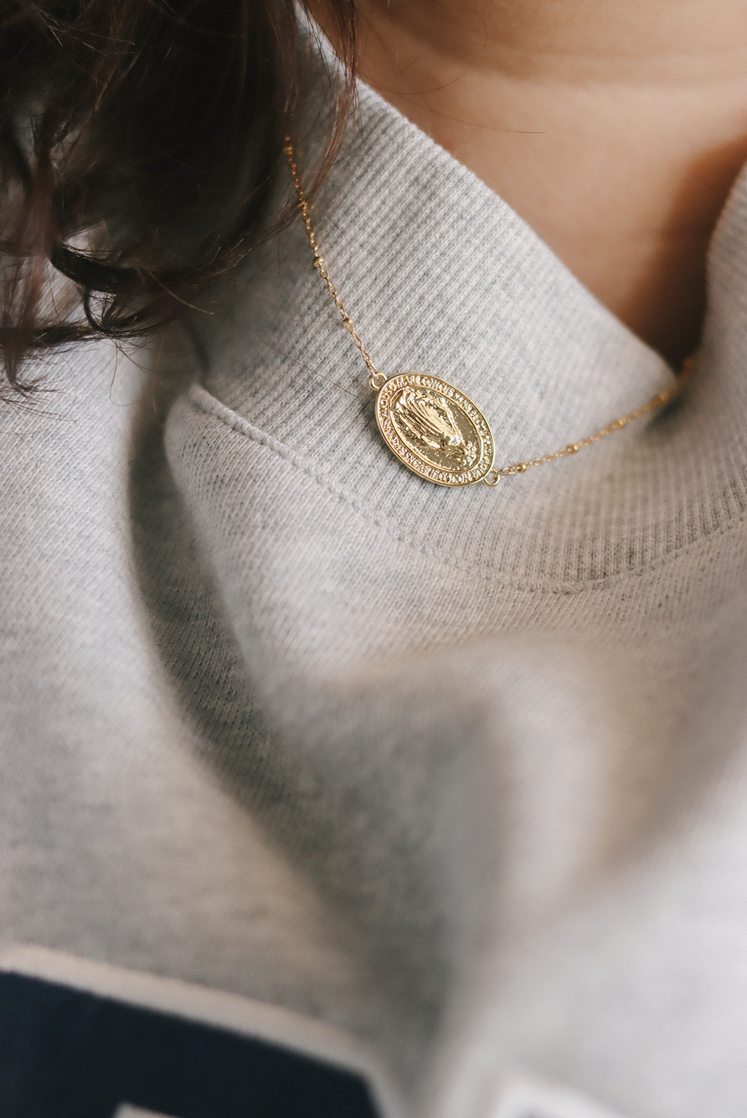 Sideways Miraculous Medal Necklace