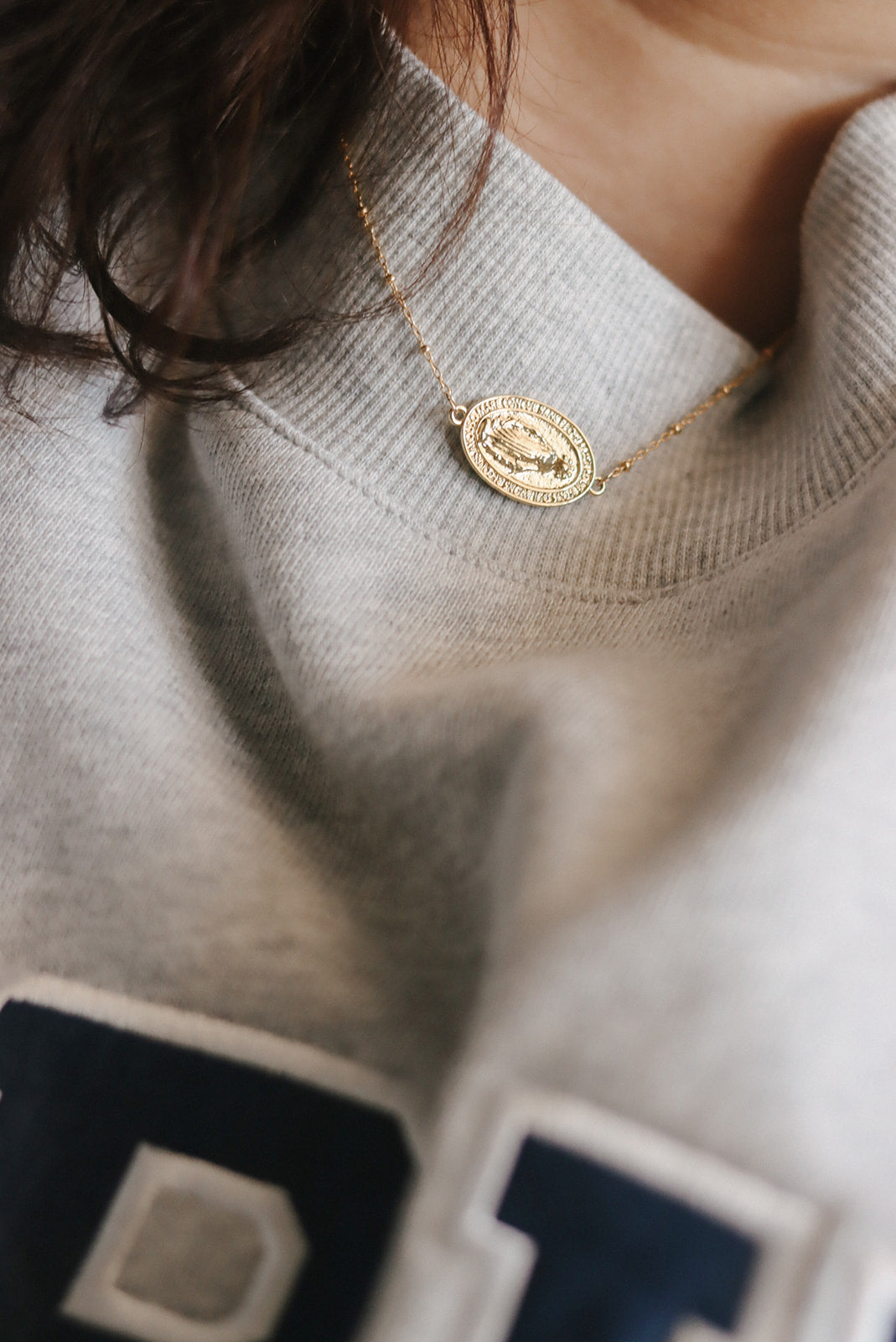 Sideways Miraculous Medal Necklace