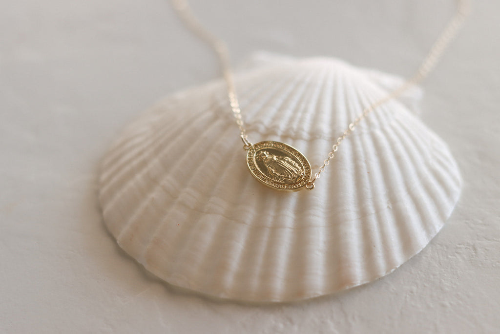 Sideways Miraculous Medal Necklace