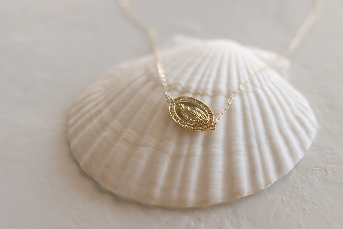 Sideways Miraculous Medal Necklace
