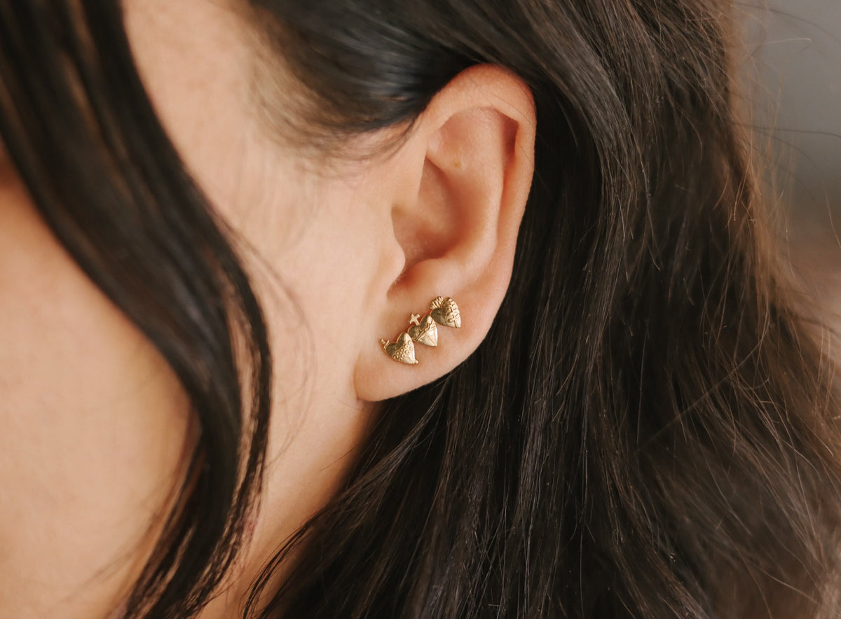 Holy Family Hearts® Earrings in Gold Vermeil