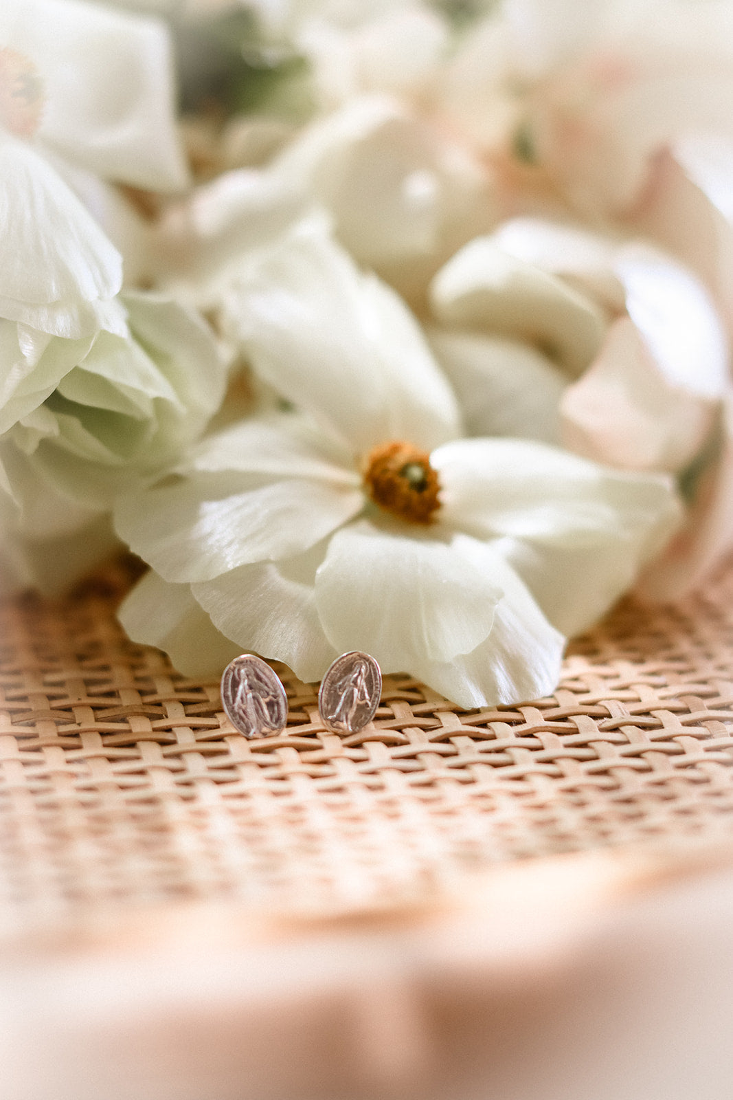 Miraculous Medal Earrings in Sterling Silver