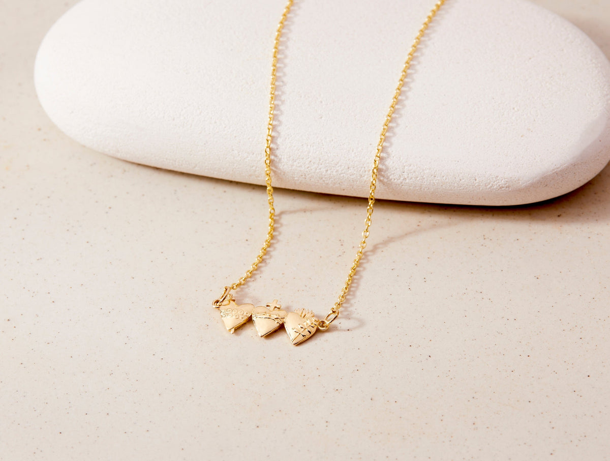 Holy Family Hearts® in 14K Gold Tiny Version