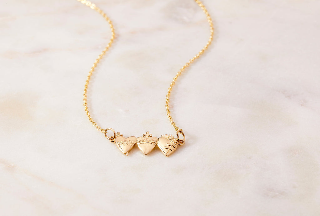 Holy Family Hearts® in 14K Gold Tiny Version