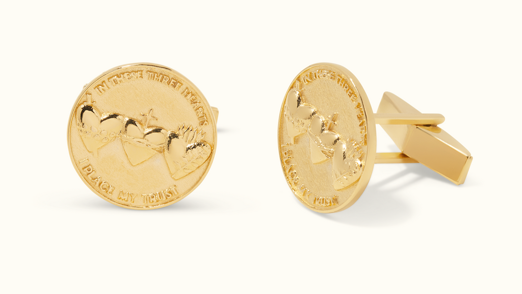 Holy Family Hearts® Cufflinks in Vermeil