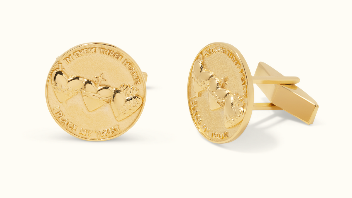 Holy Family Hearts® Cufflinks in Vermeil
