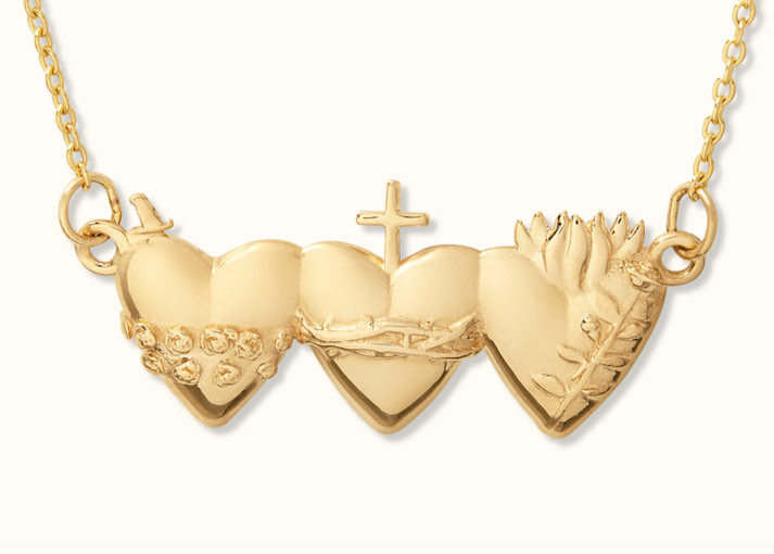 Holy Family Hearts® Necklace in 14k Gold