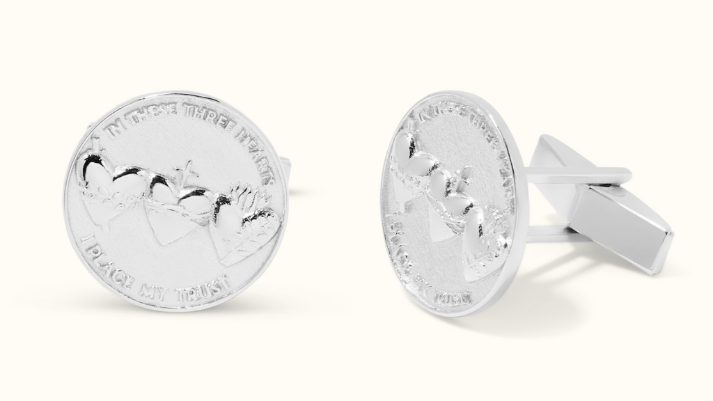 Holy Family Hearts® Cufflinks in 925 Sterling Silver