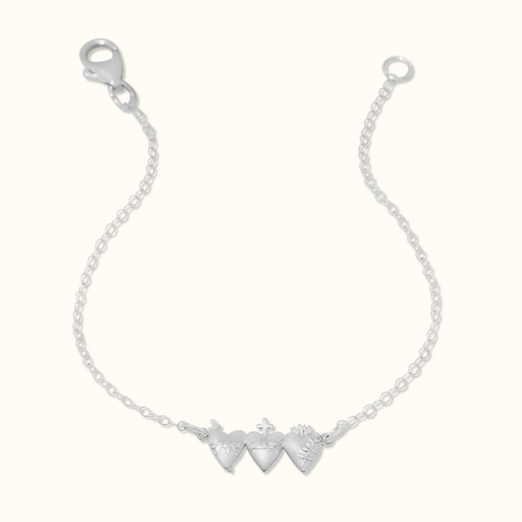 Holy Family Hearts® Bracelet Sterling Silver Tiny Version