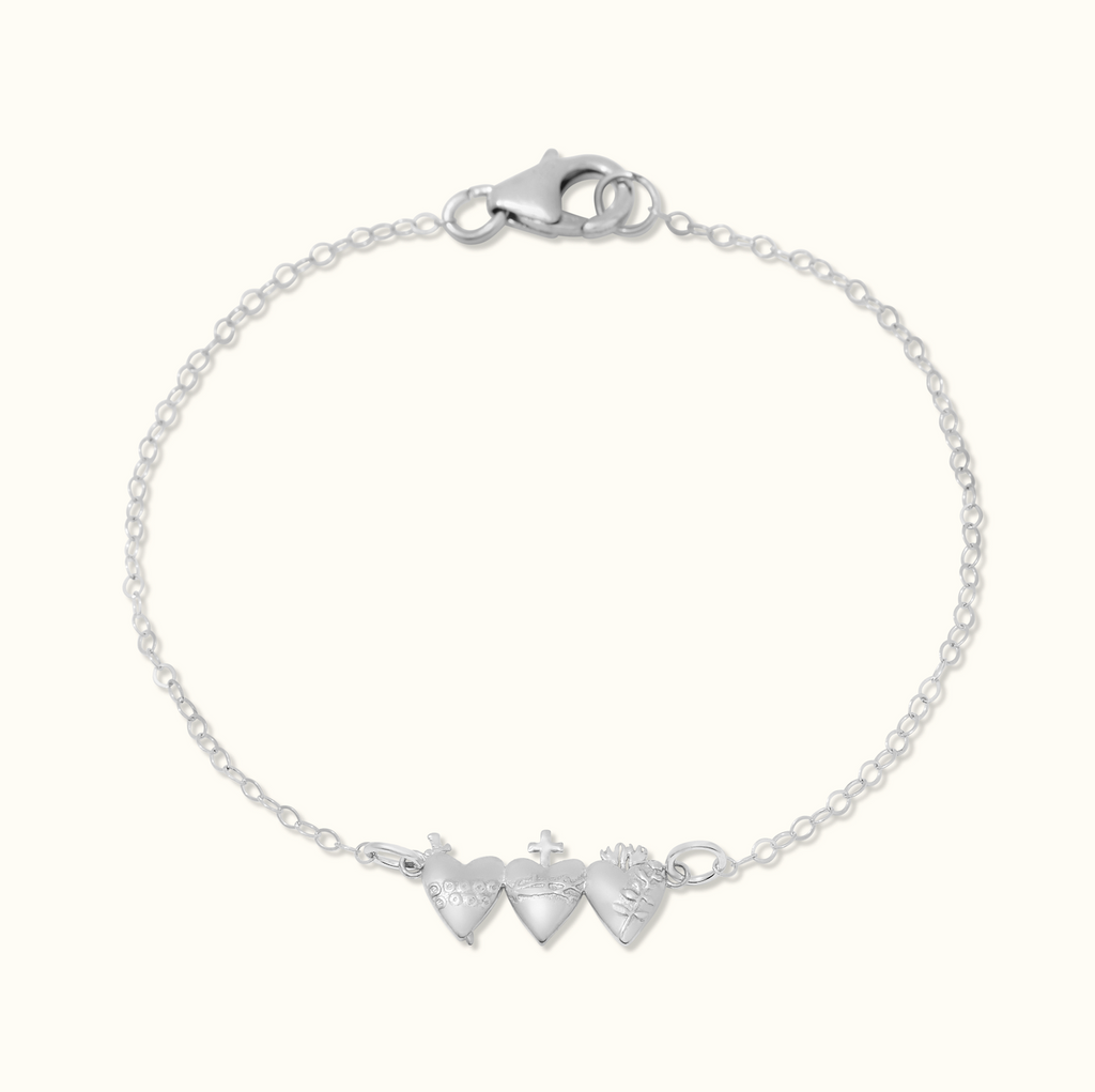 Holy Family Hearts® Bracelet Sterling Silver Tiny Version
