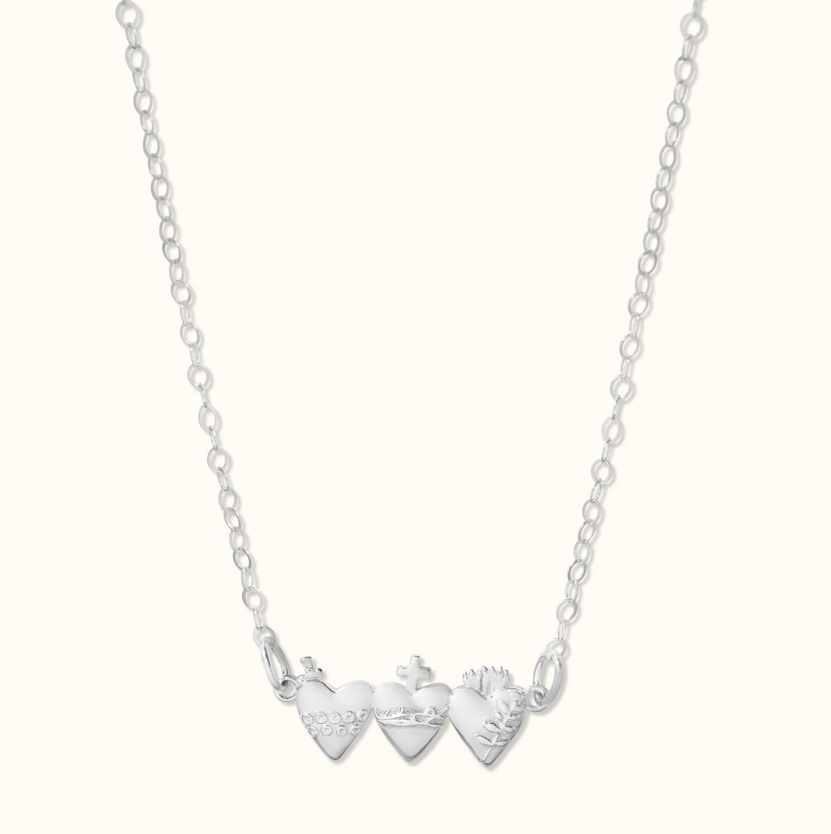 Holy Family Hearts® in Sterling Silver Tiny Version
