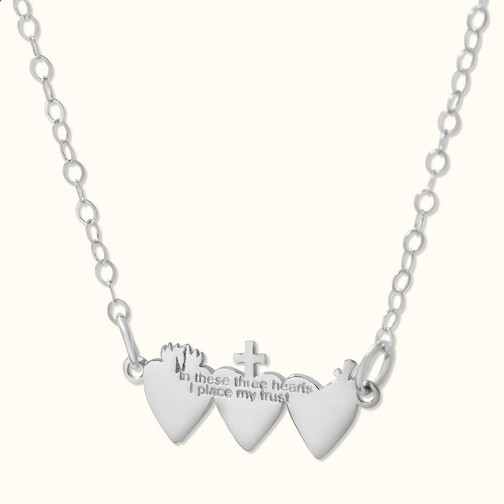 Holy Family Hearts® in Sterling Silver Tiny Version